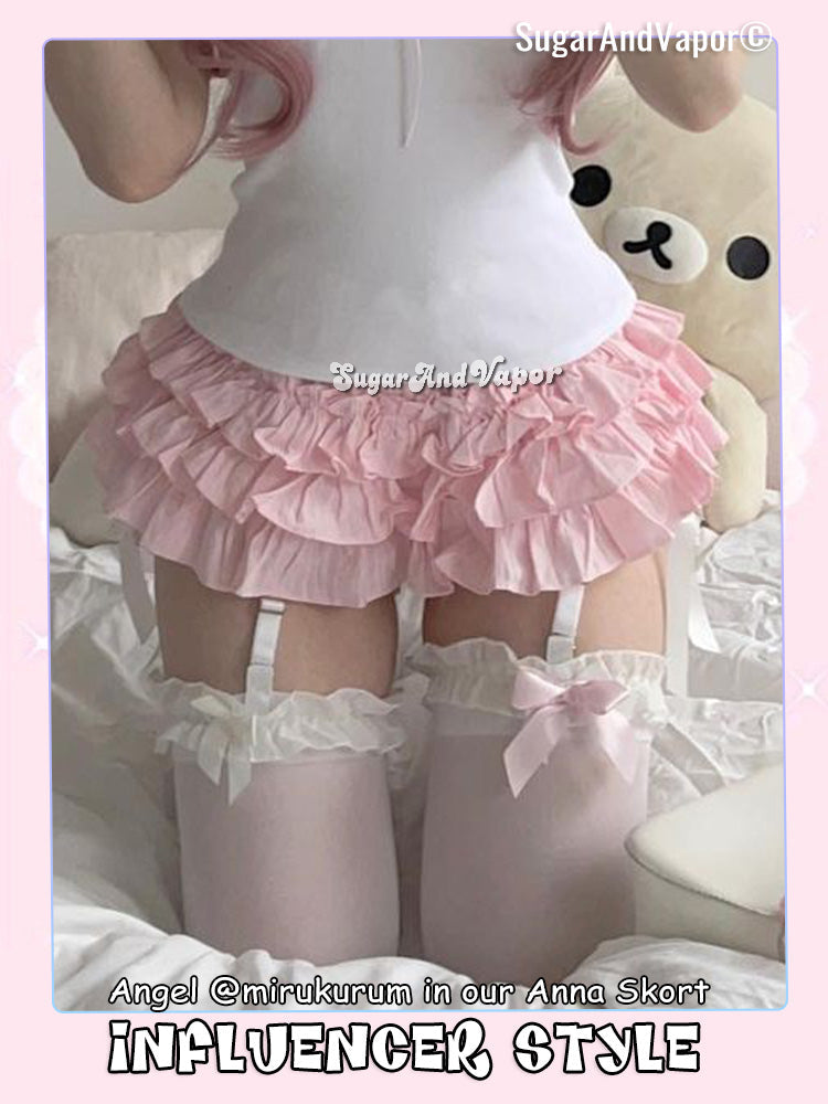 ANNA Lolita Flared Lace Mini Skirt (Skort)-Skirts-SugarAndVapor