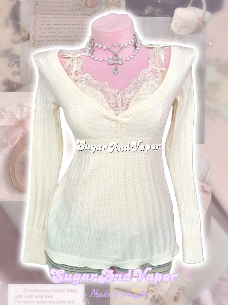 Adela Cream BabyDoll Knit Top + Satin Cami Set-TOPS-SugarAndVapor