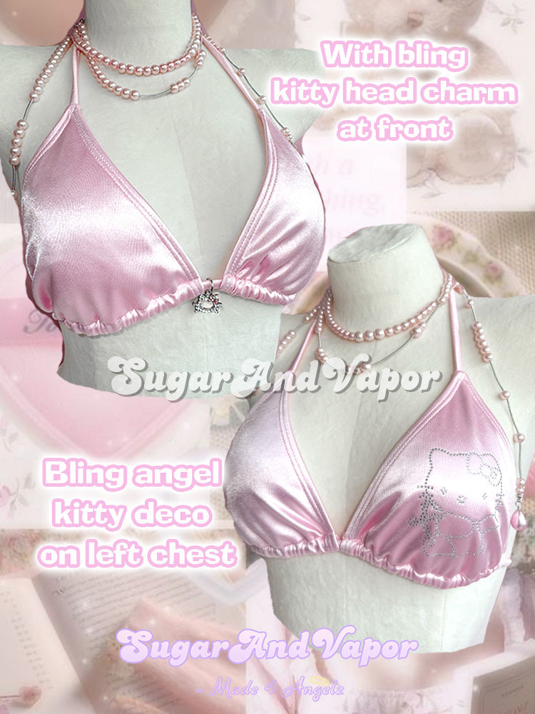 Adelia Pink Silky Bling Kitten Bikini Set 2.0-Swimsuits-SugarAndVapor