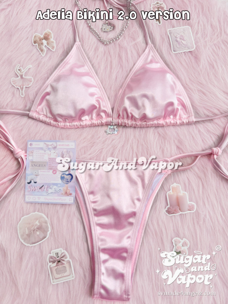 Adelia Pink Silky Bling Kitten Bikini Set 2.0-Swimsuits-SugarAndVapor