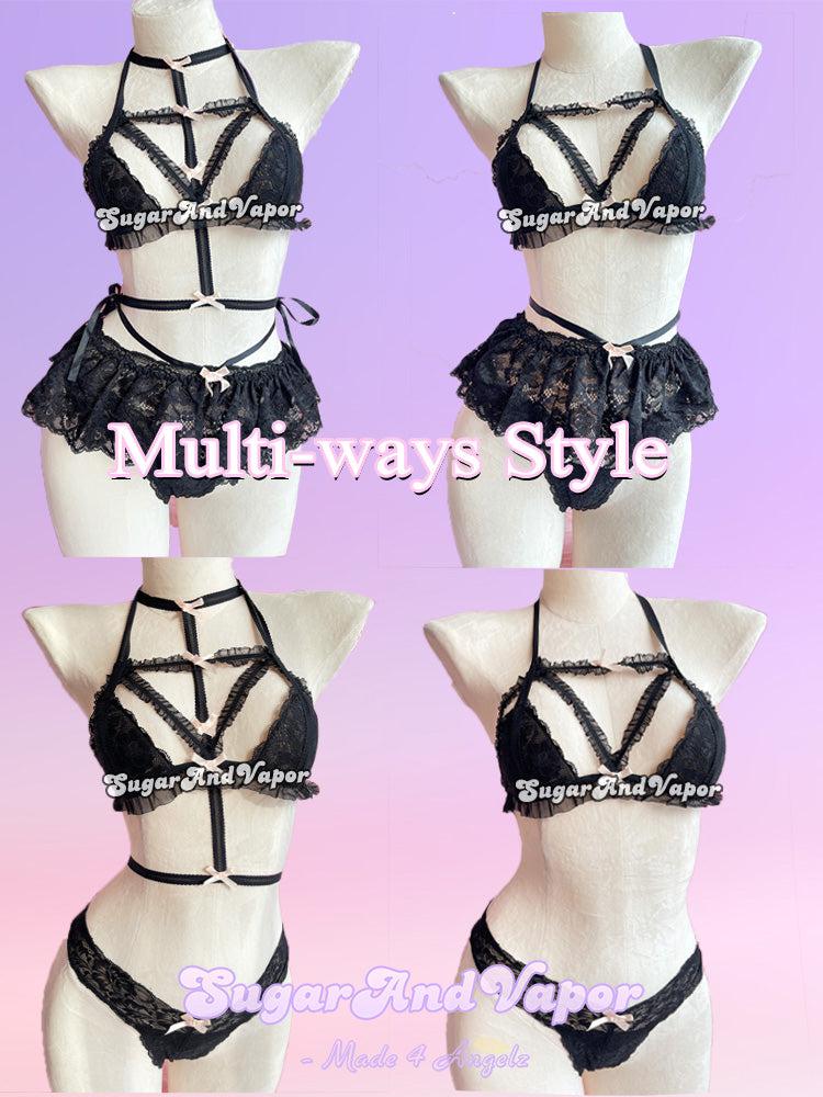 Agatha Bows Multi-ways Intimates 4 Pcs Set-Lingeries-SugarAndVapor