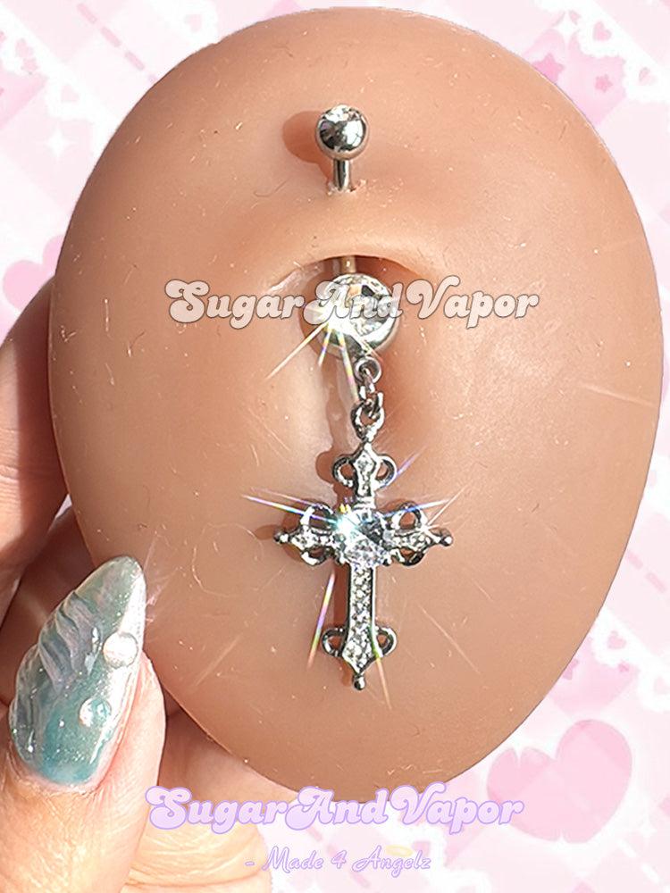 Alcina Coquette Cross Belly Button Ring-Belly Ring-SugarAndVapor