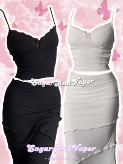 Alcina Frill Crop Top Dress Set-DRESSES-SugarAndVapor