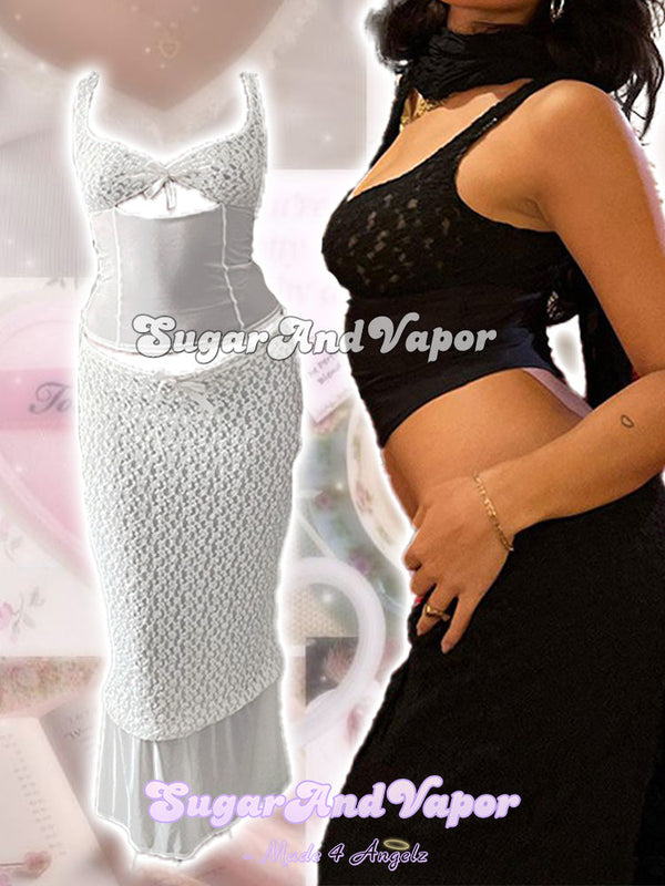 Alcina Texture Floral Crochet Summer Dress Set-DRESSES-SugarAndVapor