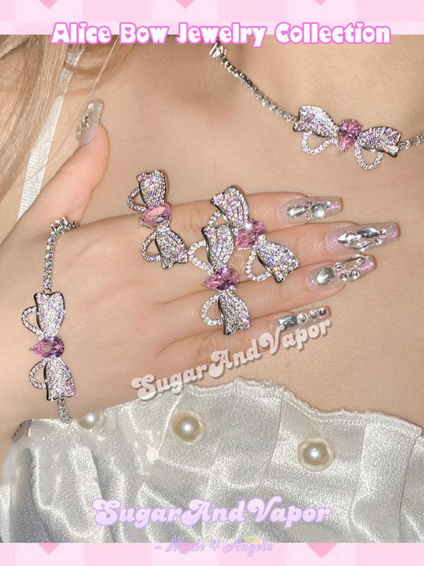 Alice Pink Bow Bling Jewelry Collection-CHOKERS-SugarAndVapor