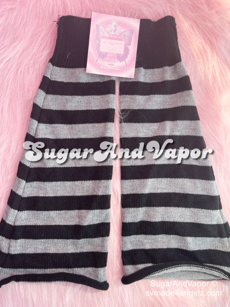 Alt Stripes Knitted Flared Leg Warmers-SOCKS & TIGHTS-SugarAndVapor