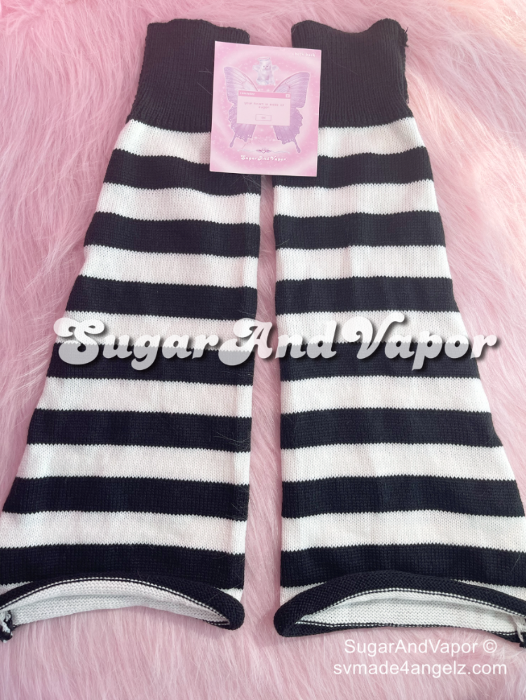 Alt Stripes Knitted Flared Leg Warmers-SOCKS & TIGHTS-SugarAndVapor