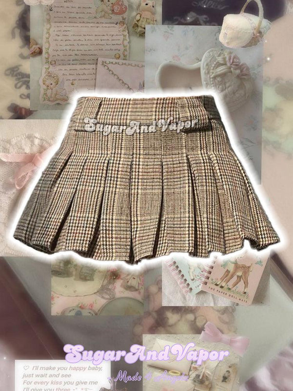 Amelita Vintage Scholar Plaid Low-rise Mini Skirt-Skirts-SugarAndVapor