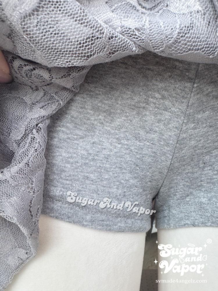 Amiri Grey Lace Fairy Irregular Flared Skort-Skirts-SugarAndVapor