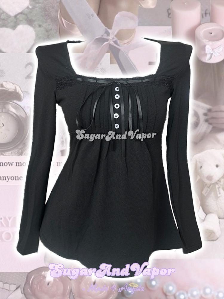 Anais Dark Coquette Square Neck Babydoll Top-TOPS-SugarAndVapor