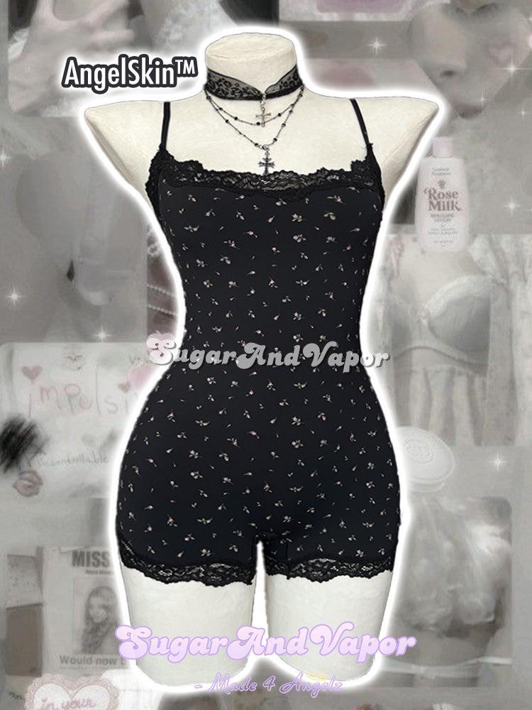AngelSkin™ Cloud Soft Black Floral Romper-Romper-SugarAndVapor