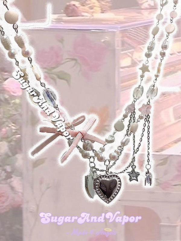 Anne Heart Lockets Beaded Necklace-NECKLACES-SugarAndVapor