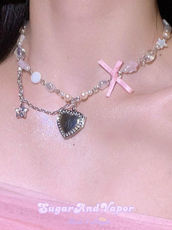 Anne Heart Lockets Beaded Necklace-NECKLACES-SugarAndVapor