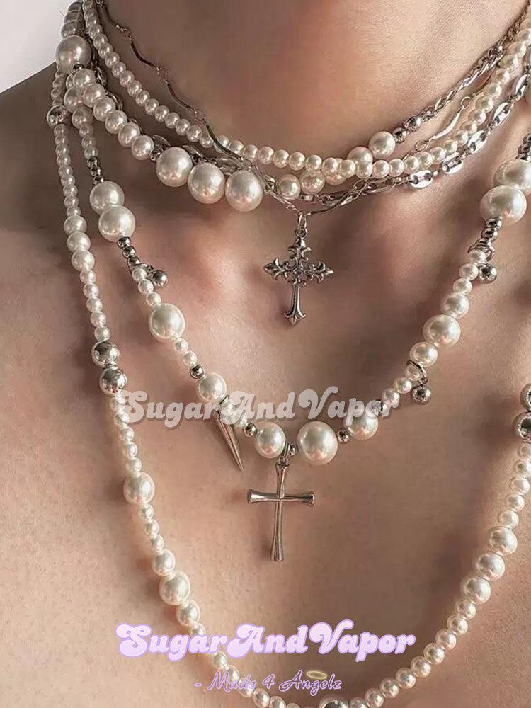 Anneliese Multi-layered Pearls Choker Necklace-NECKLACES-SugarAndVapor