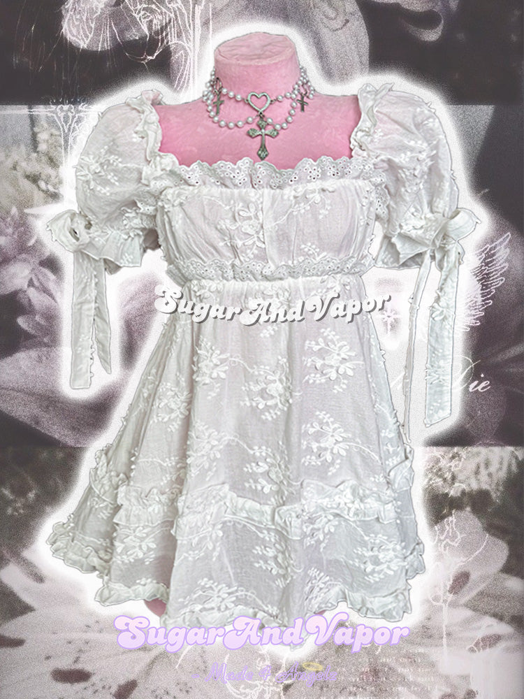 Annelise Heavenly Embroidered Baby Doll Dress-DRESSES-SugarAndVapor