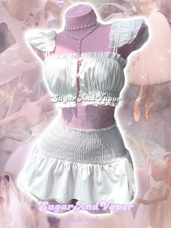 Aria White Frilled Mini Dress Set-DRESSES-SugarAndVapor
