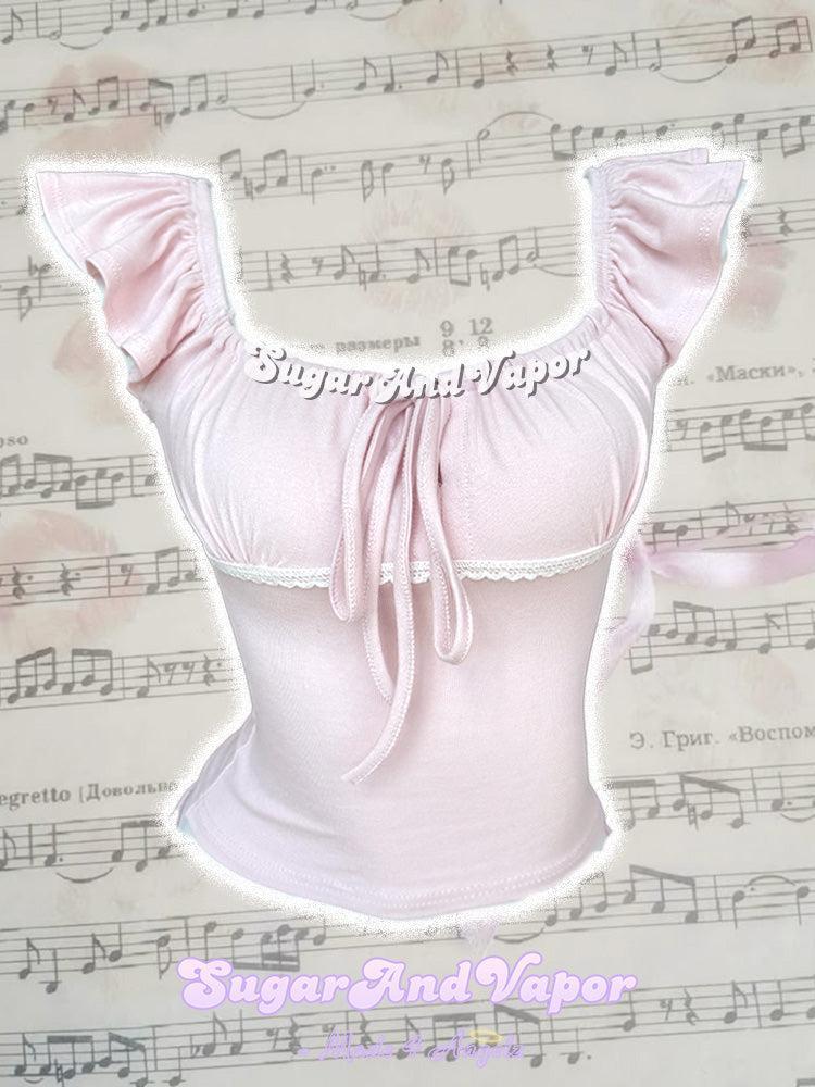 Arlyse Soft Pink Coquette Ruffle Top-TOPS-SugarAndVapor