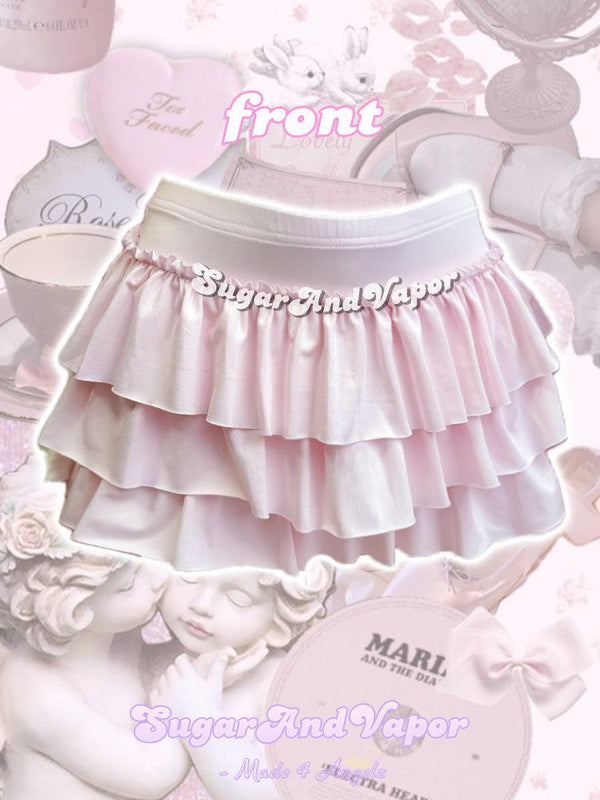 Asasia Baby Pink Bows Mini Ruffled Skirt-Skirts-SugarAndVapor