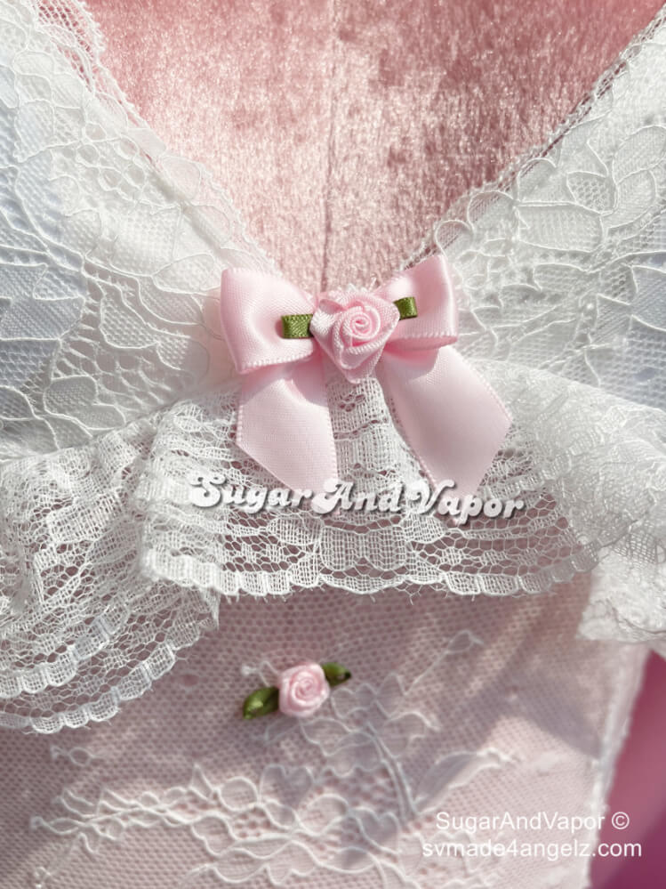 Asena Girly Pink Bows Lace Crop Top-TOPS-SugarAndVapor