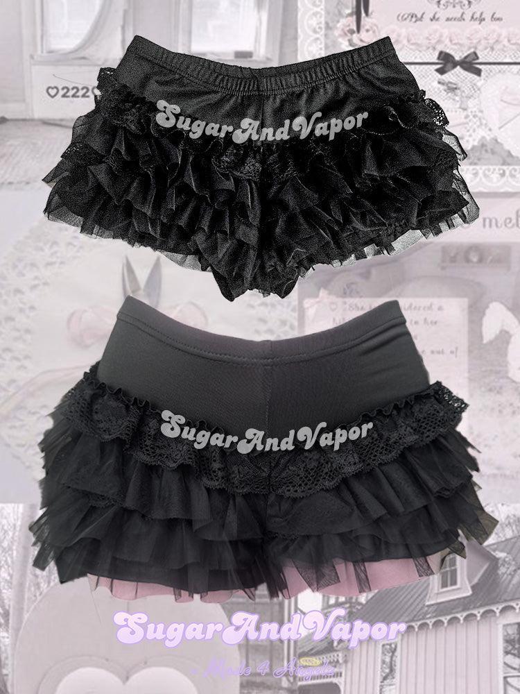 Astraea Gothic Layering Ruffle Shorts-Skirts-SugarAndVapor