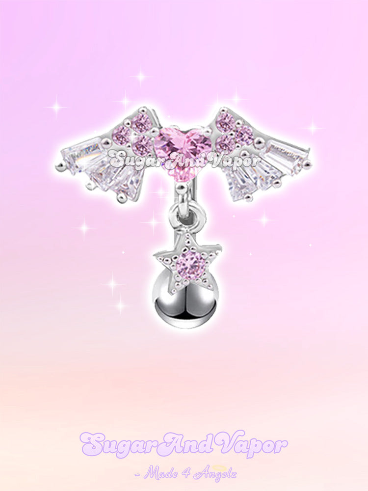 Atbena Crystal Wings Star Top Mount Belly Ring-Belly Ring-SugarAndVapor