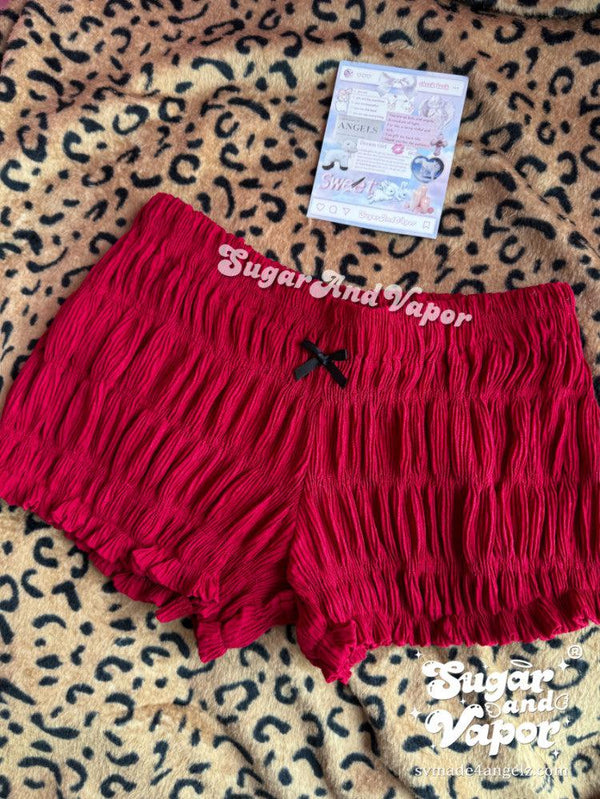 Aveline Cherry Ruched Bloomer Shorts-Shorts-SugarAndVapor