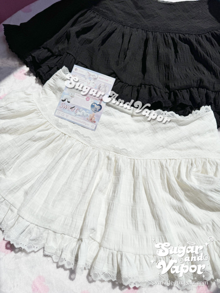 Azraelle Lace Cupcake Ruffled Mini Skirt (with gift Garter)-Skirts-SugarAndVapor