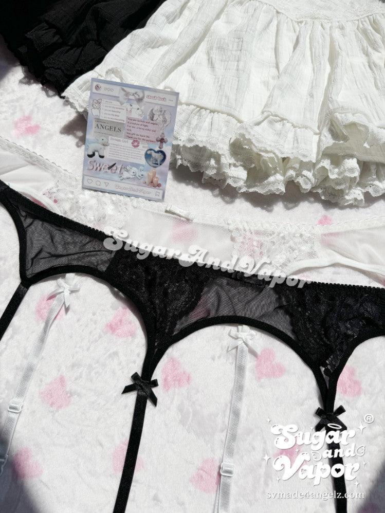 Azraelle Lace Cupcake Ruffled Mini Skirt (with gift Garter)-Skirts-SugarAndVapor