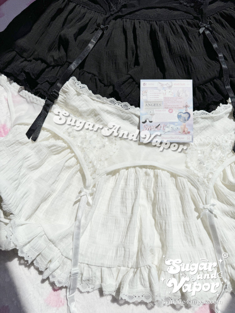 Azraelle Lace Cupcake Ruffled Mini Skirt (with gift Garter)-Skirts-SugarAndVapor