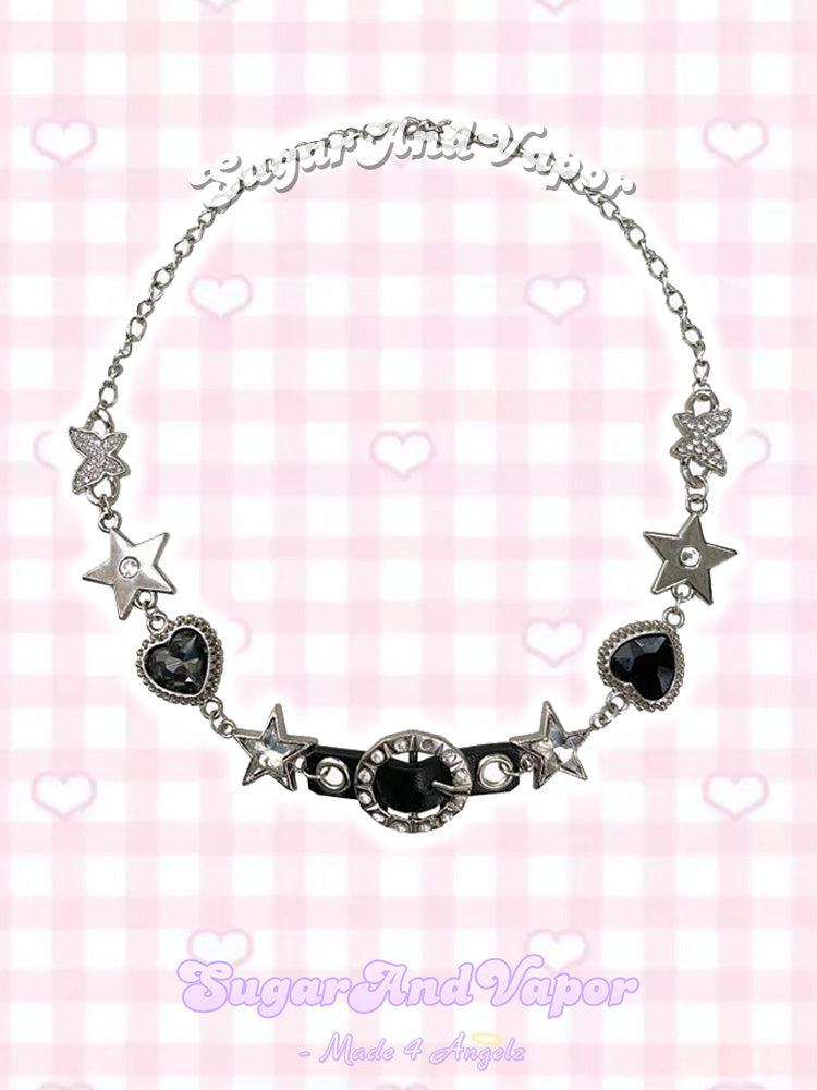 Batya Y2K PU Star Chain Choker-NECKLACES-SugarAndVapor