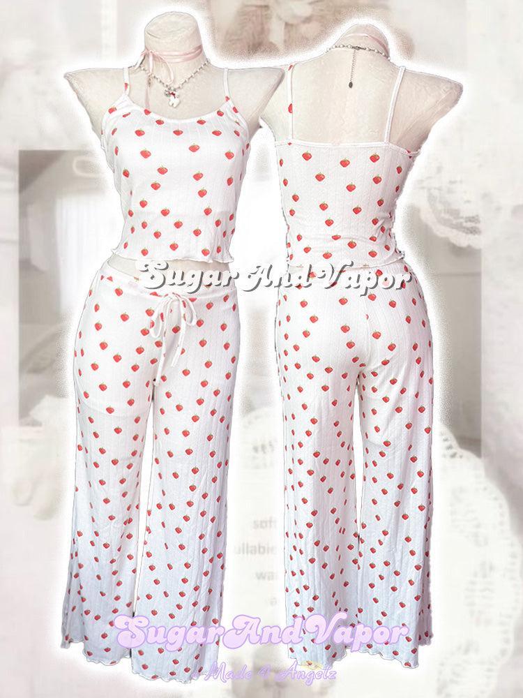 Berry Belle Strawberry Knit Pointelle Cami & Pants Set-TOPS-SugarAndVapor