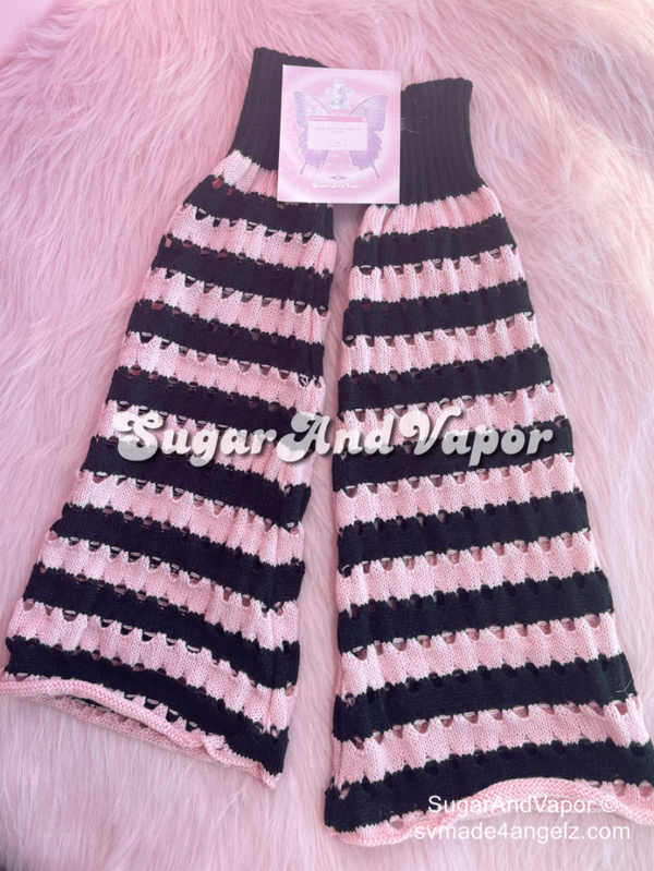 BlackPink Stripes Knitted Flared Leg Warmers-SOCKS & TIGHTS-SugarAndVapor