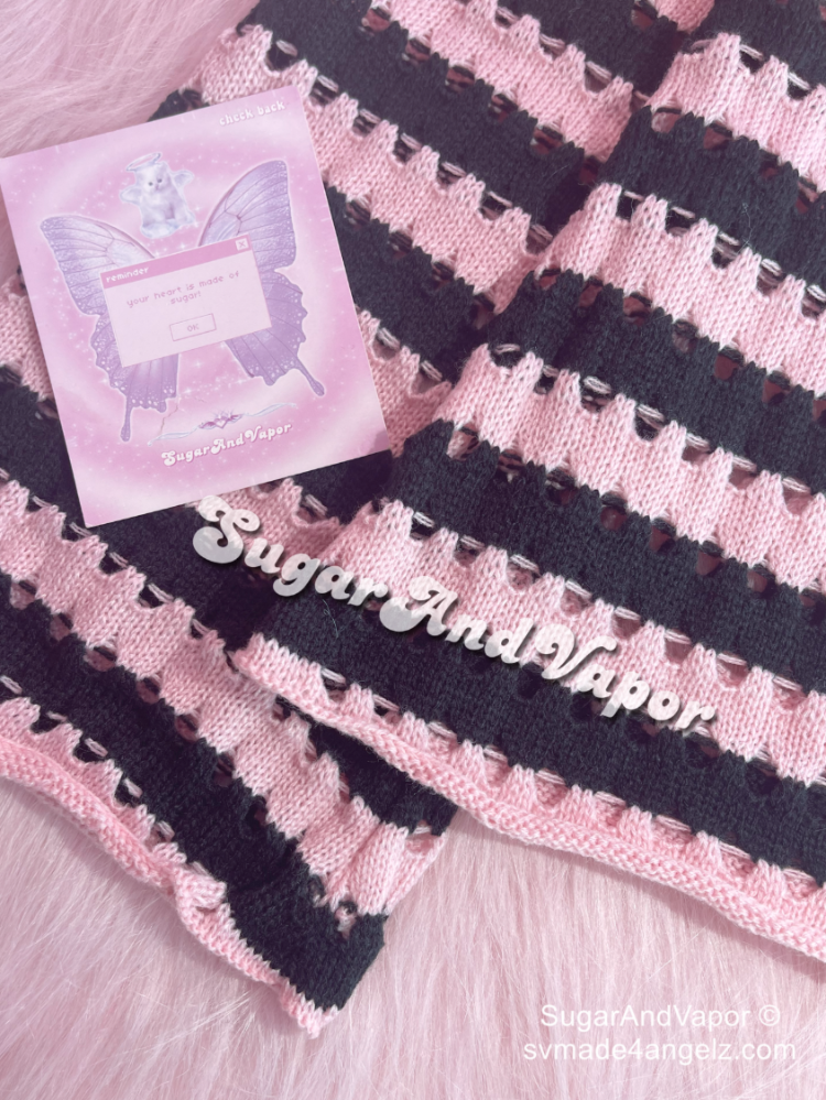 BlackPink Stripes Knitted Flared Leg Warmers-SOCKS & TIGHTS-SugarAndVapor