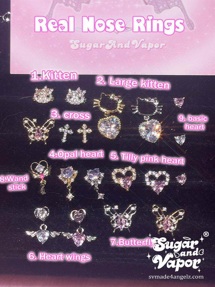 Bling Cute Real Nose Piercing Ring (L-shaped)-Nose Rings-SugarAndVapor