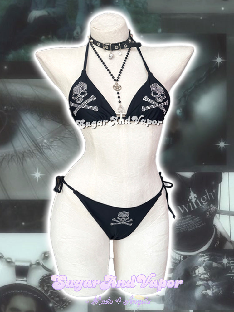 Bling Skull Grunge Bikini Set-Swimsuits-SugarAndVapor