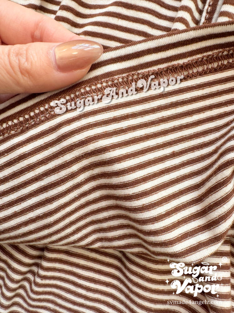 Café Latte Dollette Striped Babydoll Long Sleeve Top-TOPS-SugarAndVapor