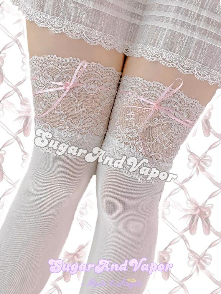 Calliope Coquette Cotton Stockings (Thigh High/Knee High/ Mid Calf)-SOCKS & TIGHTS-SugarAndVapor