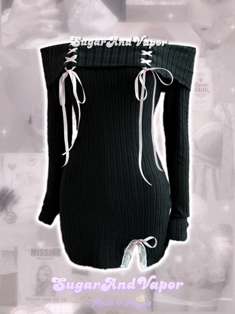 Calypso Black Pink Knit Bodycon Dress-DRESSES-SugarAndVapor