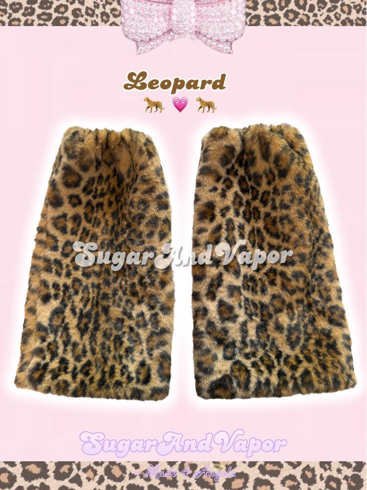Celeste Y2k Furry Leopard Leg Warmers-Leg Warmer-SugarAndVapor