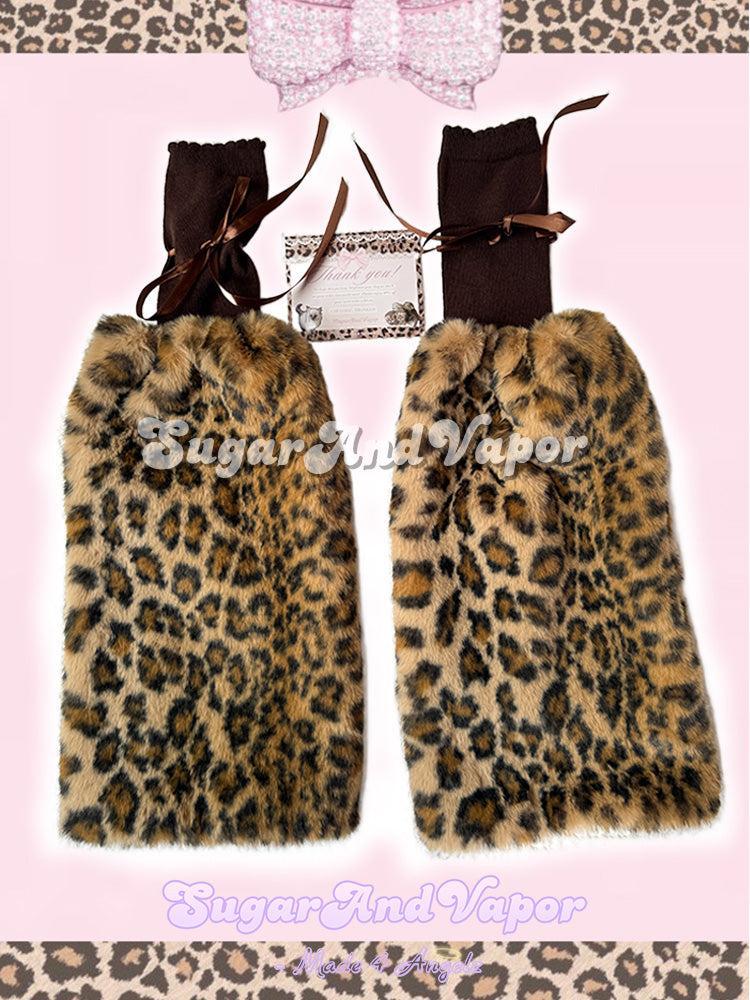 Celeste Y2k Furry Leopard Leg Warmers-Leg Warmer-SugarAndVapor