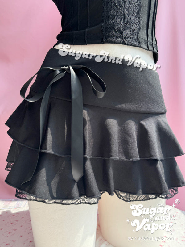 Celestia Dark Doll Ruffled Mini Skirt-Skirts-SugarAndVapor