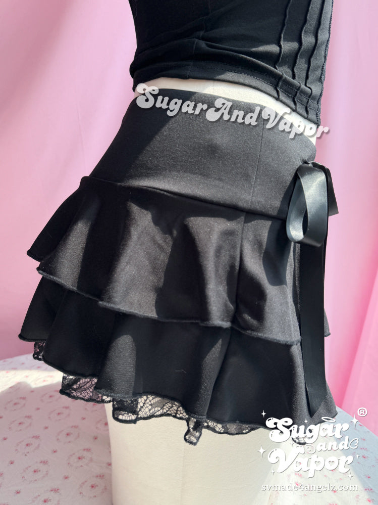 Celestia Dark Doll Ruffled Mini Skirt-Skirts-SugarAndVapor