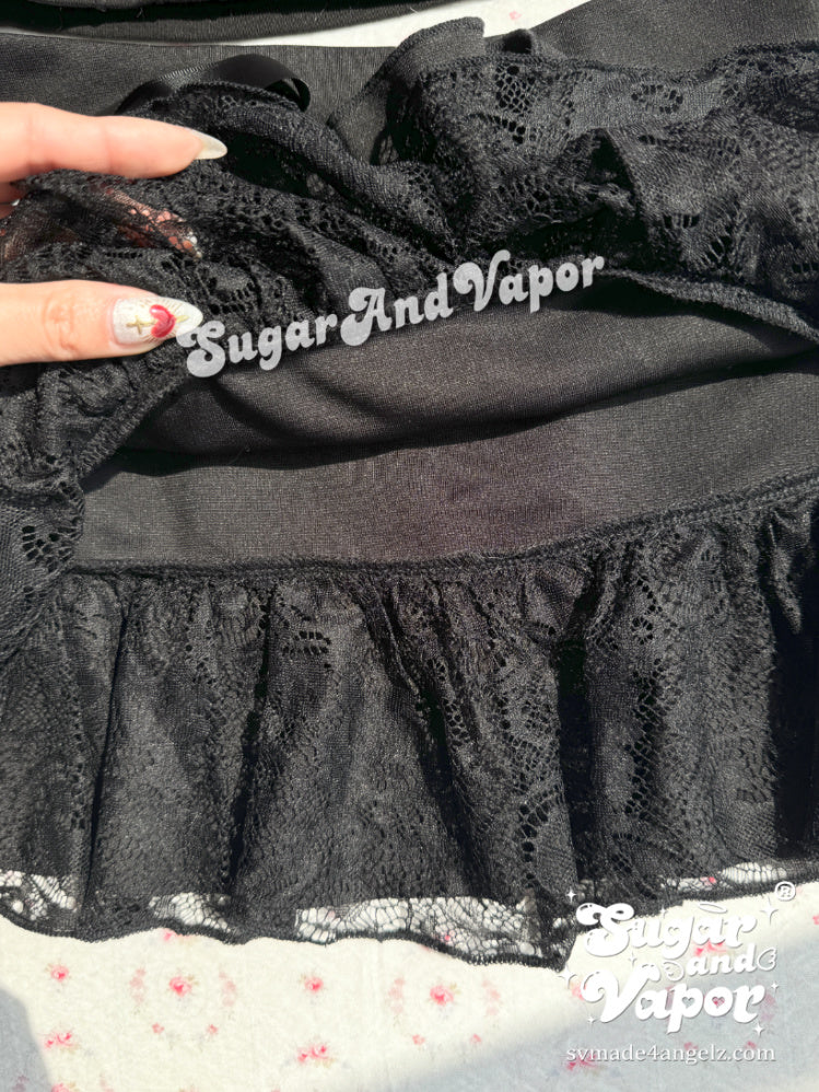 Celestia Dark Doll Ruffled Mini Skirt-Skirts-SugarAndVapor