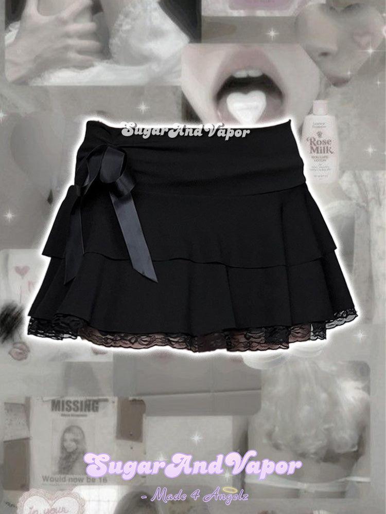 Celestia Dark Doll Ruffled Mini Skirt-Skirts-SugarAndVapor