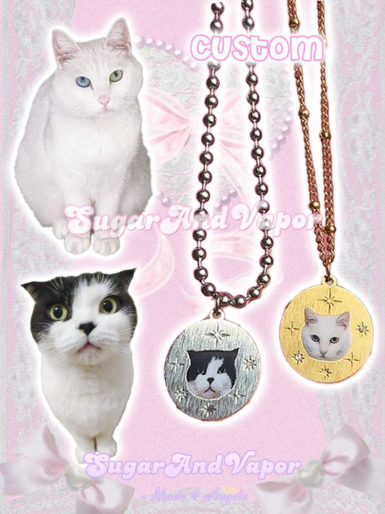 Celestial Paws Personalized Cat Portrait Necklace 🐾-NECKLACES-SugarAndVapor