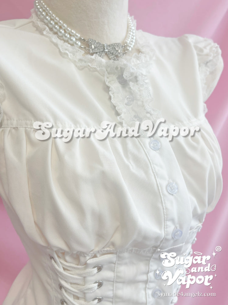 Chatty Doll Button Lace-up Slim Top-TOPS-SugarAndVapor