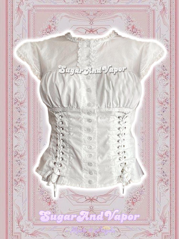 Chatty Doll Button Lace-up Slim Top-TOPS-SugarAndVapor