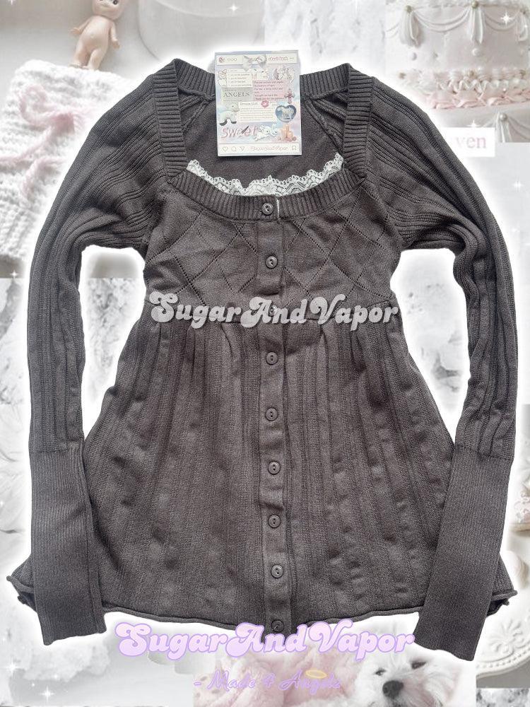 Claribella Dark Grey Soft Knit Babydoll Sweater Top-TOPS-SugarAndVapor