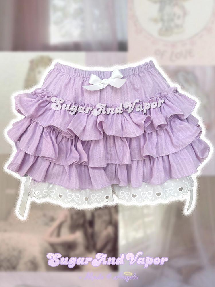 (Coming Soon)Anna Lilac Lolita Flared Mini Skirt (Skort)-Skirts-SugarAndVapor