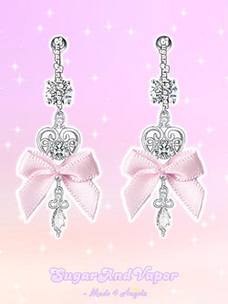 Coquette Baby Pink Ribbon Bow Belly Ring-Belly Ring-SugarAndVapor